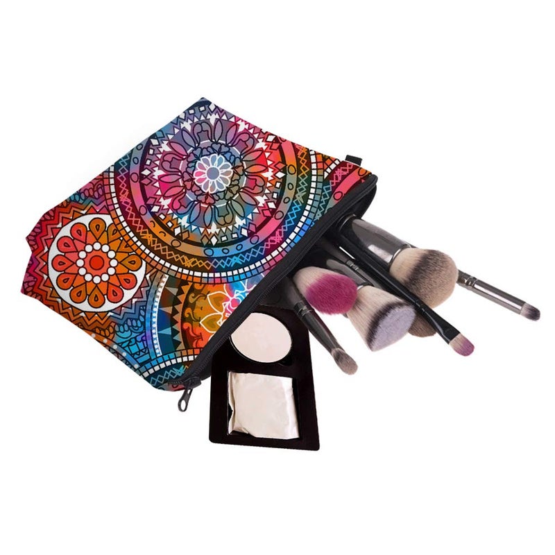 Deanfun Cosmetic Bag for Women, Mandala Flowers Waterproof Makeup Bags Roomy Toiletry Pouch Travel Accessories Gifts (51555) - Image 5